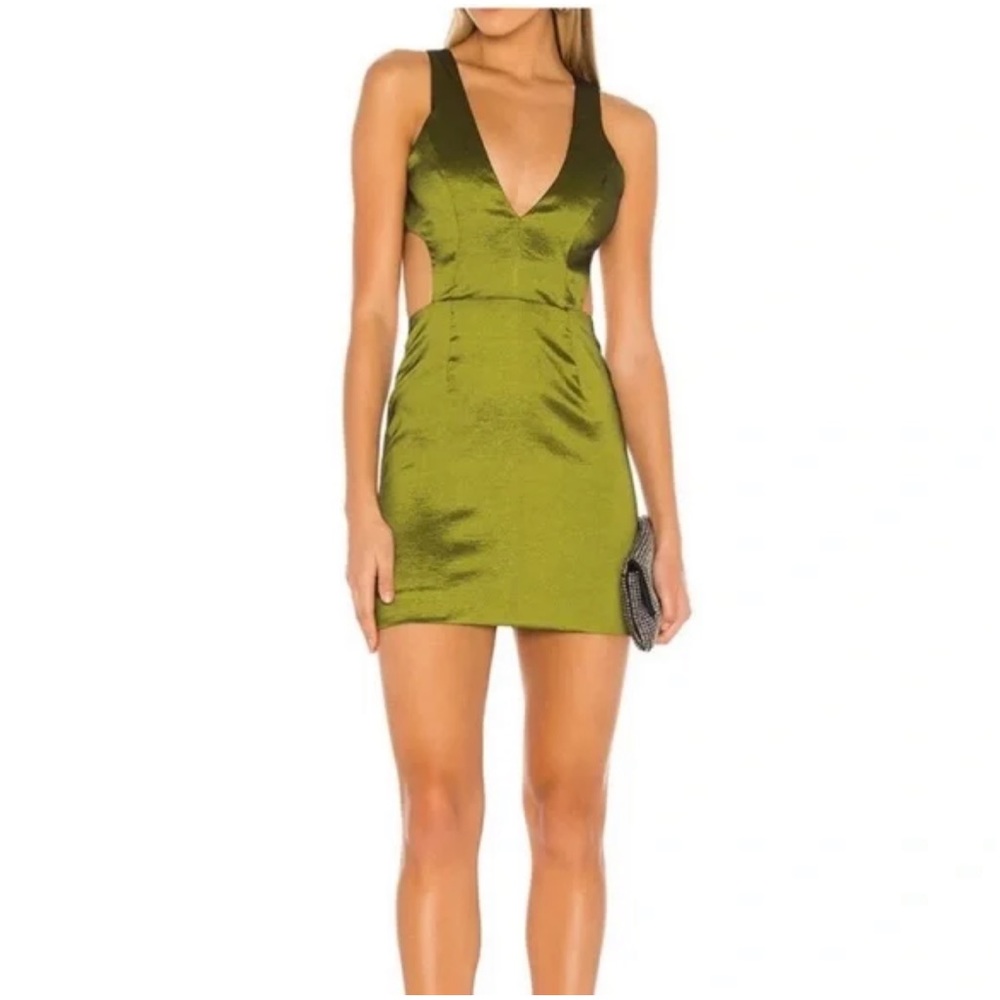 Revolve NBD Green Metallic Cutout Dress